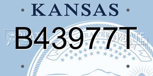 B43977T Kansas License Plate