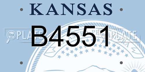 B4551 Kansas License Plate