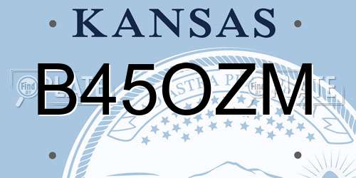 B45OZM Kansas License Plate