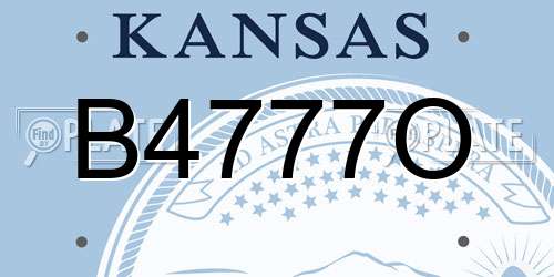B4777O Kansas License Plate