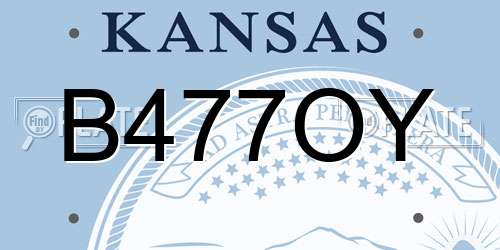 B477OY Kansas License Plate