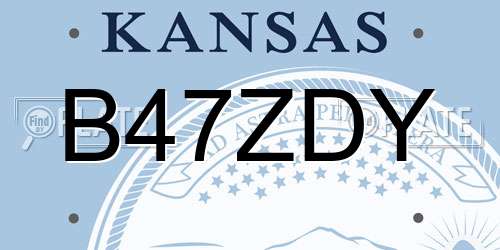 B47ZDY Kansas License Plate