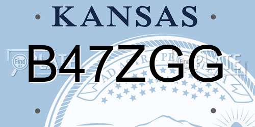 B47ZGG Kansas License Plate