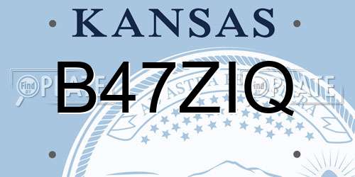 B47ZIQ Kansas License Plate