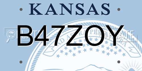 B47ZOY Kansas License Plate