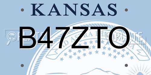 B47ZTO Kansas License Plate