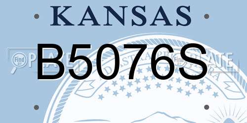 B5076S Kansas License Plate