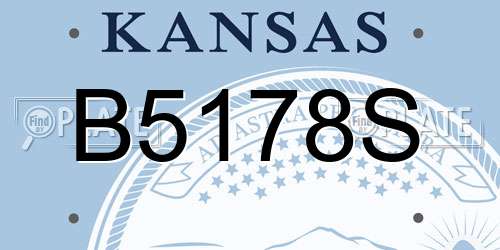 B5178S Kansas License Plate