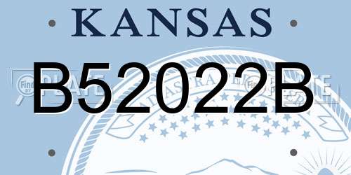 B52022B Kansas License Plate