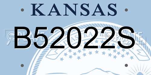 B52022S Kansas License Plate