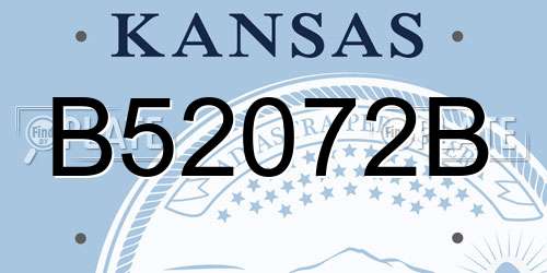 B52072B Kansas License Plate