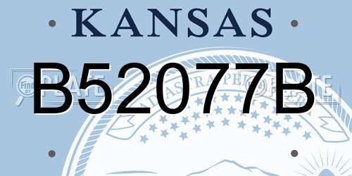 B52077B Kansas License Plate