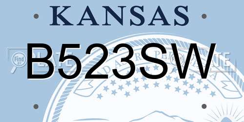 B523SW Kansas License Plate