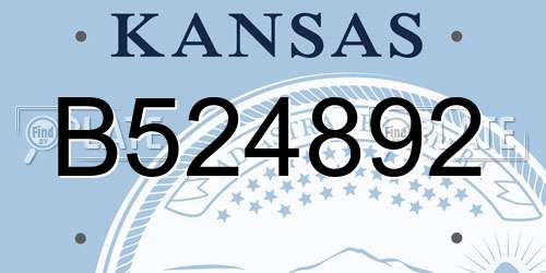 B524892 Kansas License Plate