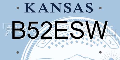 B52ESW Kansas License Plate