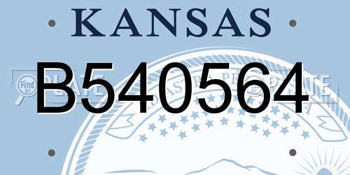 B540564 Kansas License Plate