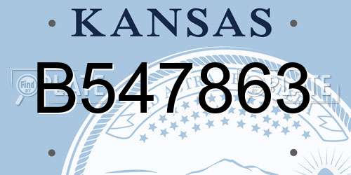 B547863 Kansas License Plate