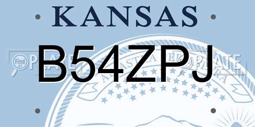 B54ZPJ Kansas License Plate