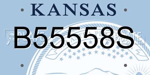 B55558S Kansas License Plate