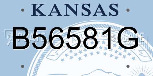 B56581G Kansas License Plate
