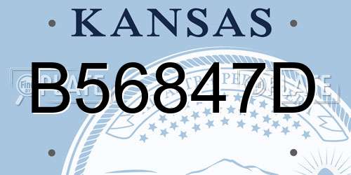 B56847D Kansas License Plate