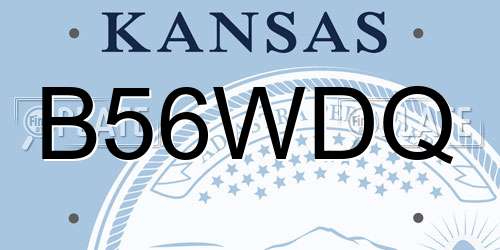 B56WDQ Kansas License Plate