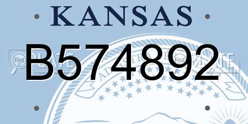 B574892 Kansas License Plate