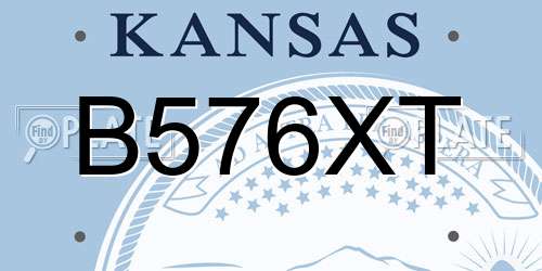 B576XT Kansas License Plate