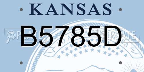 B5785D Kansas License Plate