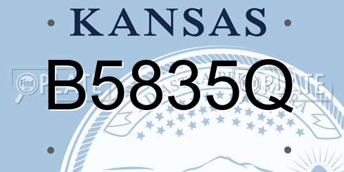 B5835Q Kansas License Plate