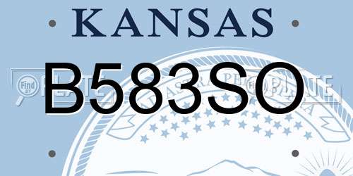B583SO Kansas License Plate