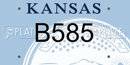 B585 Kansas License Plate
