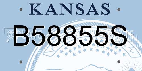 B58855S Kansas License Plate