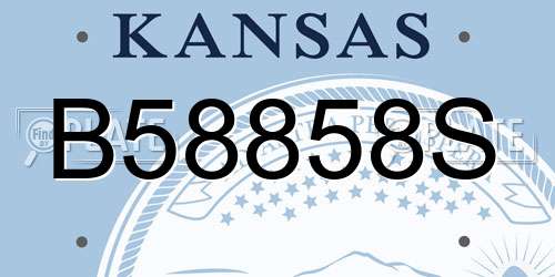 B58858S Kansas License Plate