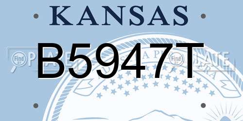 B5947T Kansas License Plate