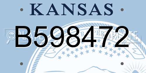 B598472 Kansas License Plate
