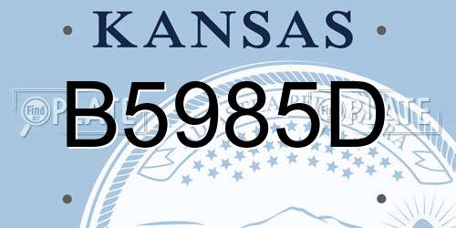 B5985D Kansas License Plate