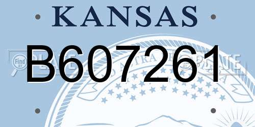 B607261 Kansas License Plate