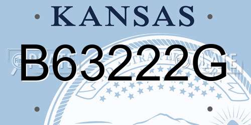 B63222G Kansas License Plate