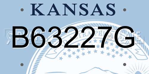 B63227G Kansas License Plate