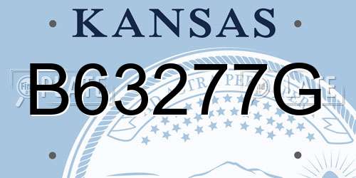 B63277G Kansas License Plate