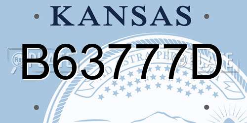 B63777D Kansas License Plate