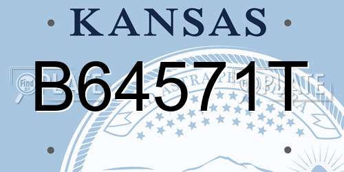 B64571T Kansas License Plate