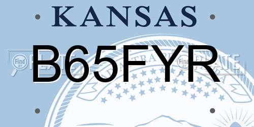 B65FYR Kansas License Plate