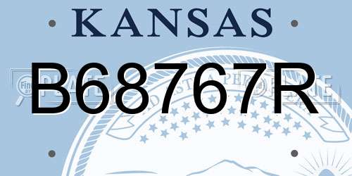 B68767R Kansas License Plate