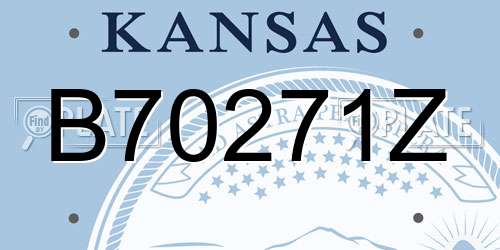 B70271Z Kansas License Plate