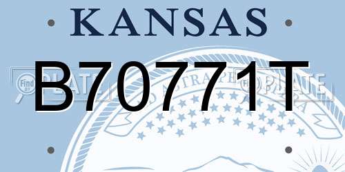 B70771T Kansas License Plate