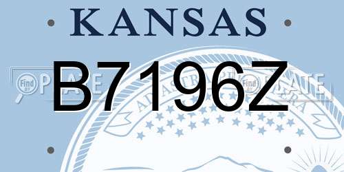 B7196Z Kansas License Plate