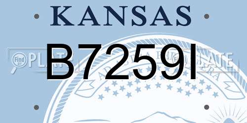 B7259I Kansas License Plate