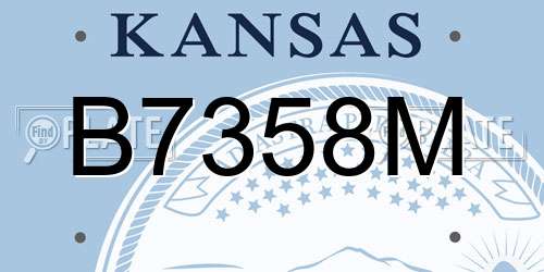 B7358M Kansas License Plate